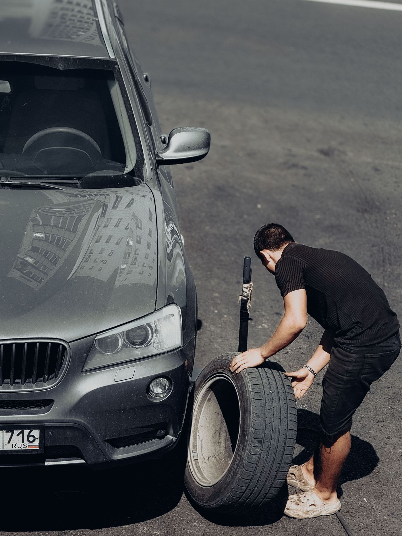 Changing a flat tire